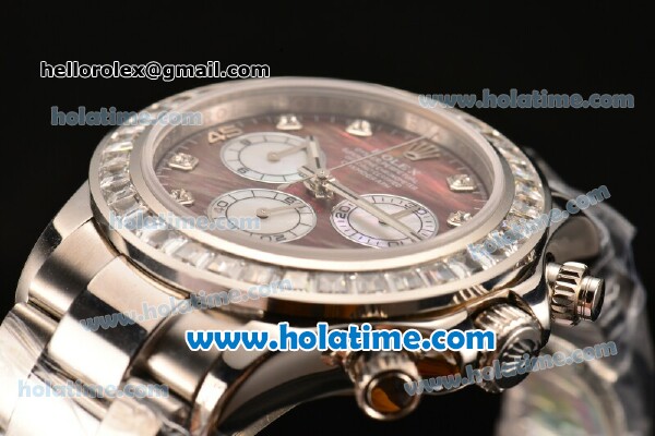Rolex Daytona Chrono Swiss Valjoux 7750 Automatic Steel Case/Strap with Diamond Bezel and Brown MOP Dial - Click Image to Close
